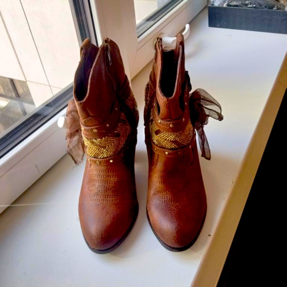 Not rated cowboy boots small heels.